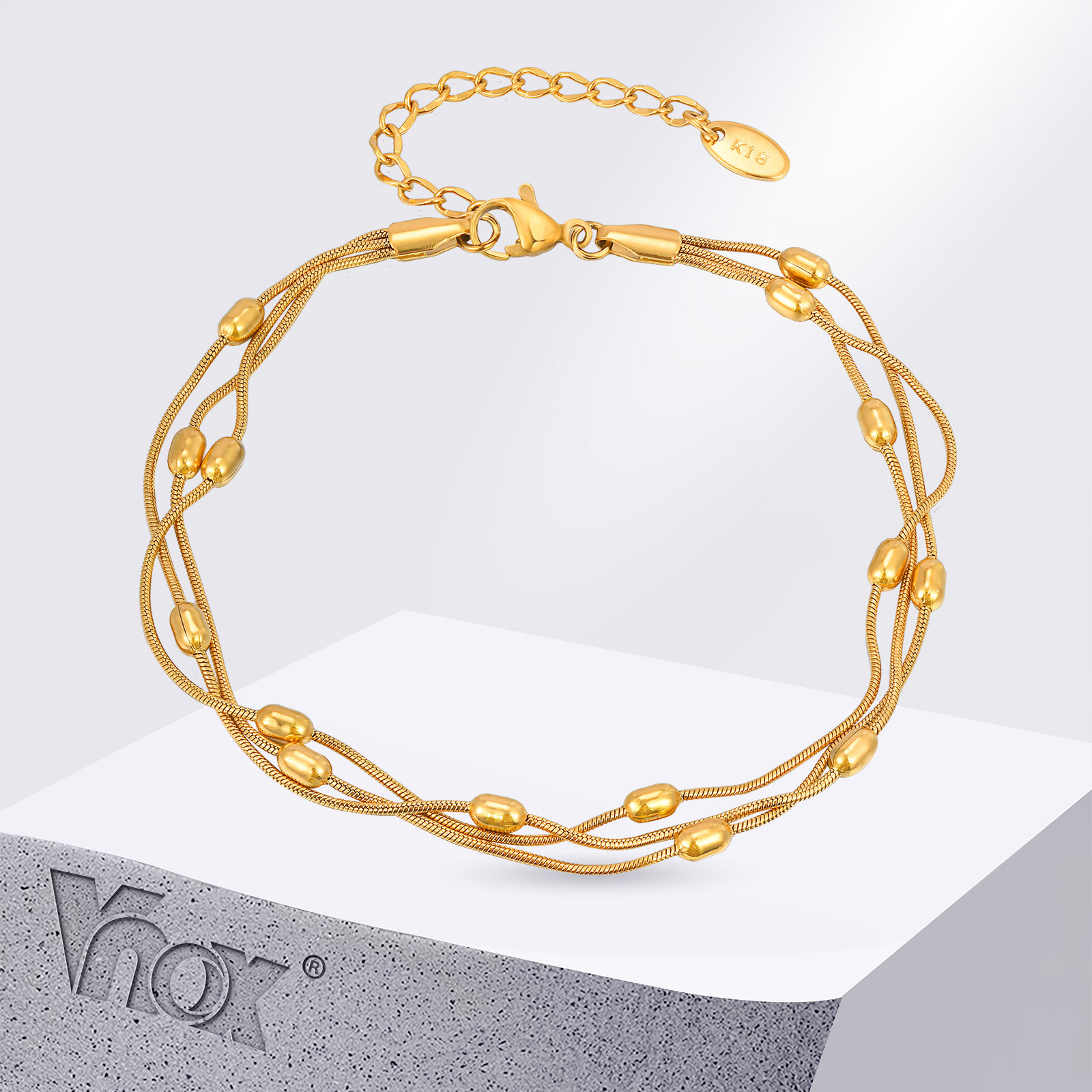 Jc Jewelry & Watches - Vnox Gelang Rantai Ular Tiga Lapis