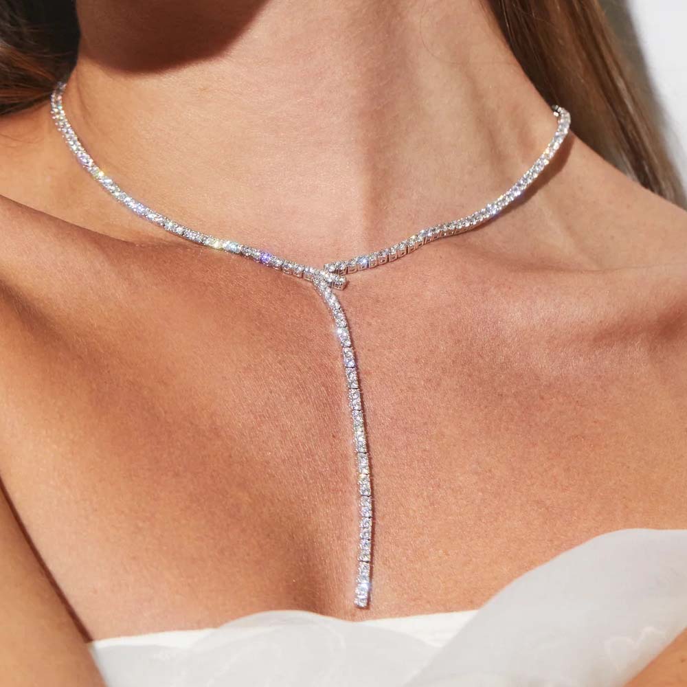 Crystal Choker Necklace - Stonenfan kalung rantai, perhiasan pernikahan wanita,