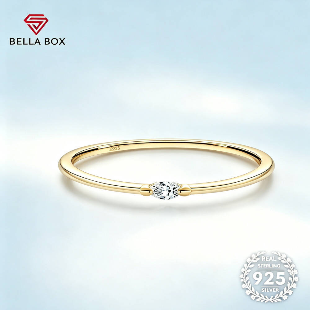Minimalist Ring Stackable - Cincin Moissanite Solitaire Marquise Cut D