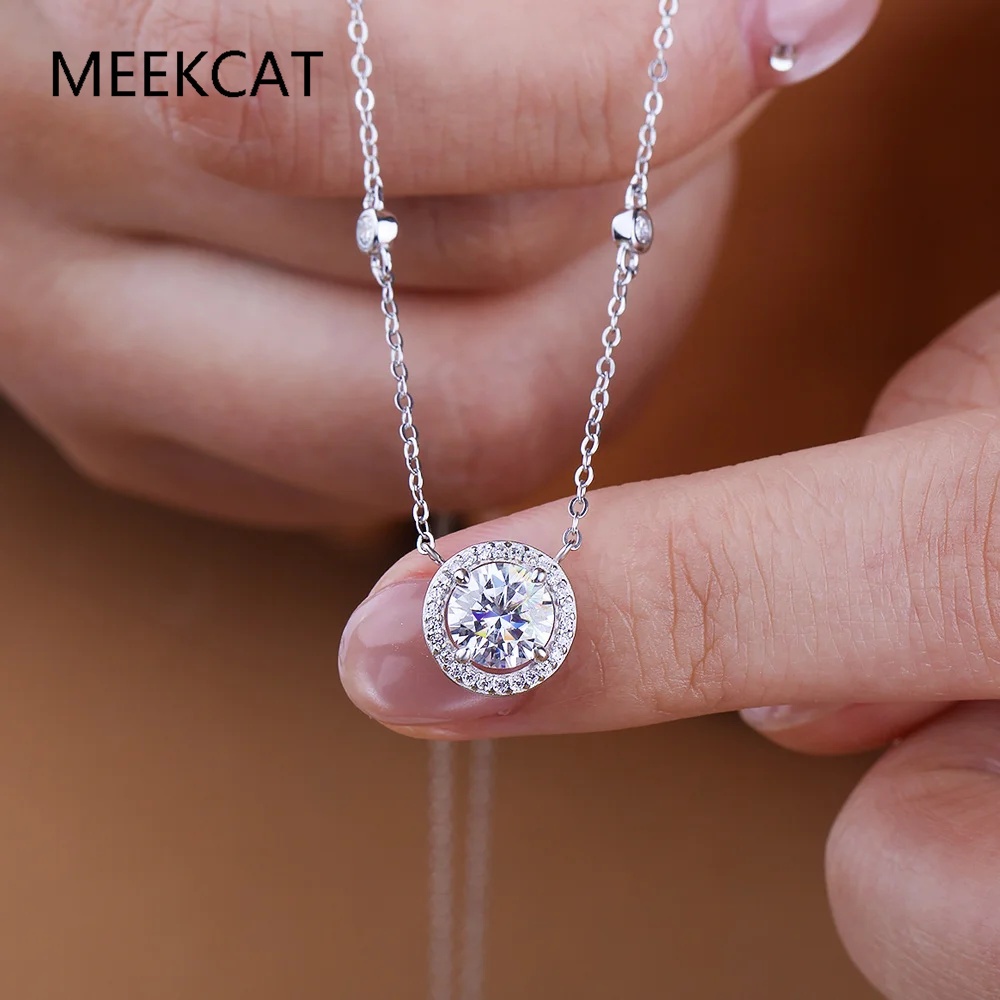 Crystal Choker Necklace - Kalung Moissanite 1/2/3CT untuk Wanita 925