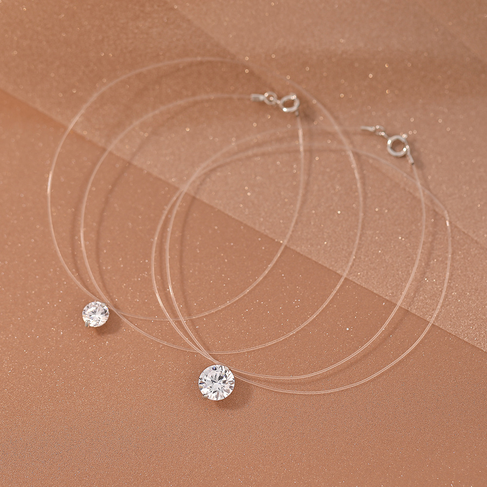 Crystal Choker Necklace - Kalung Liontin Moissanite 0.5-5CT untuk Wanita,