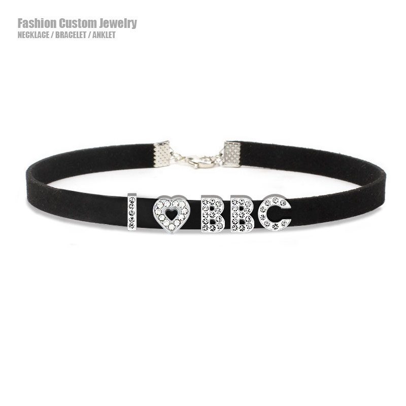 Crystal Choker Necklace - Goth Seksi Berlian Imitasi Huruf I