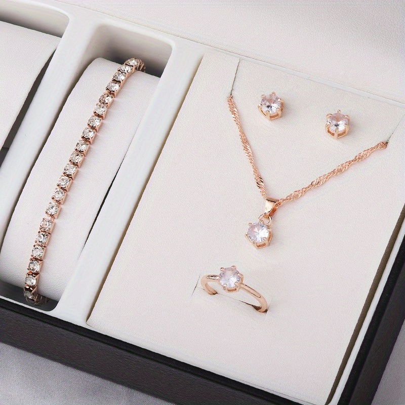 Minimalist Ring Stackable - Set Perhiasan Zirkon Minimalis 4-Piece -