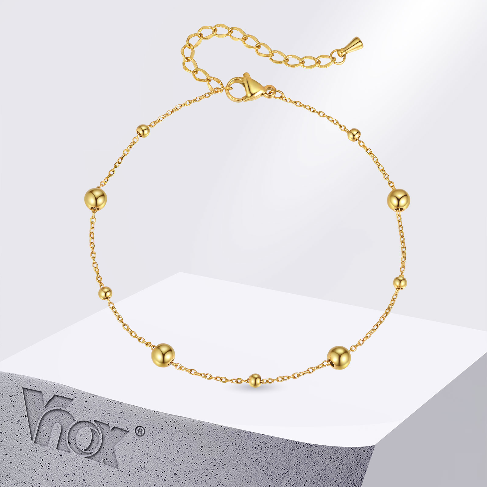 Jc Jewelry & Watches - Vnox Gelang Kaki Manik-manik Kecil Baja