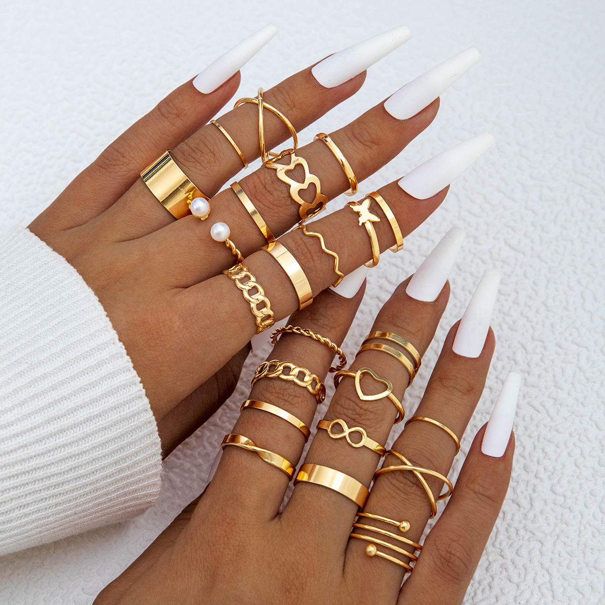 Minimalist Ring Stackable - Set Cincin Gambar Kupu-kupu 8 14/23