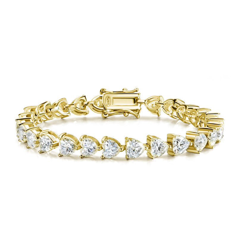 Fine Jewelry Watches Women - Gelang Tenis Moissanite Potongan Hati D-Color