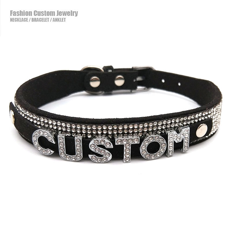 Crystal Choker Necklace - Kalung Choker Kerah Kustom Huruf Berlian
