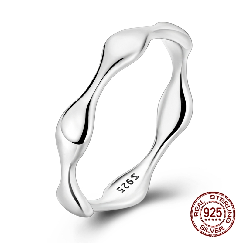 Minimalist Ring Stackable - Cincin Perak Sterling 925 Model Gelombang