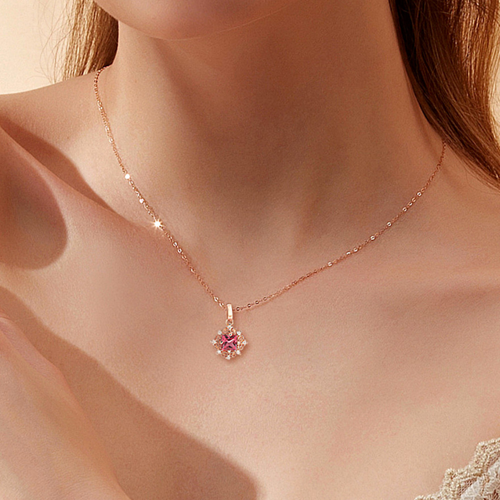 Crystal Choker Necklace - Kalung Liontin Kristal Merah Batu Permata