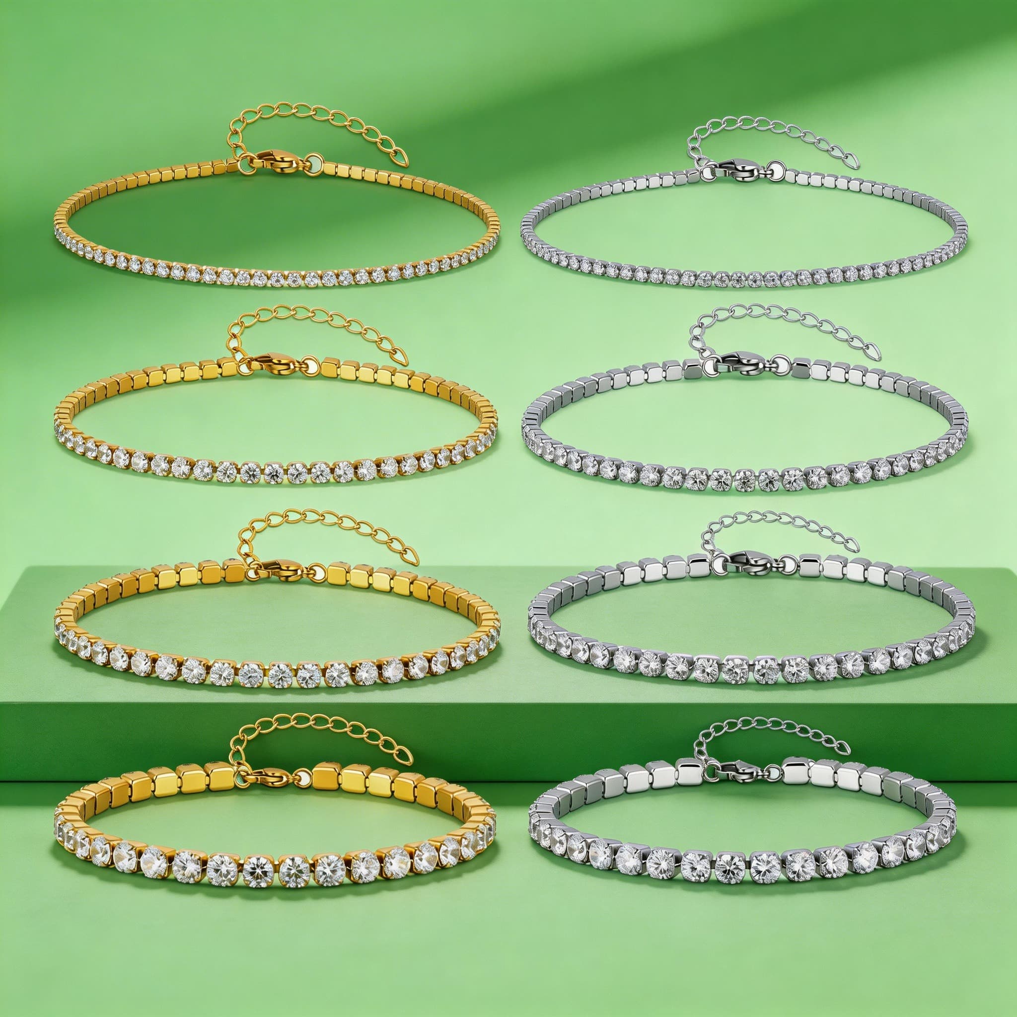 Jc Jewelry & Watches - Gelang Kaki Rantai Zirkon Mewah 2/3/4/5MM