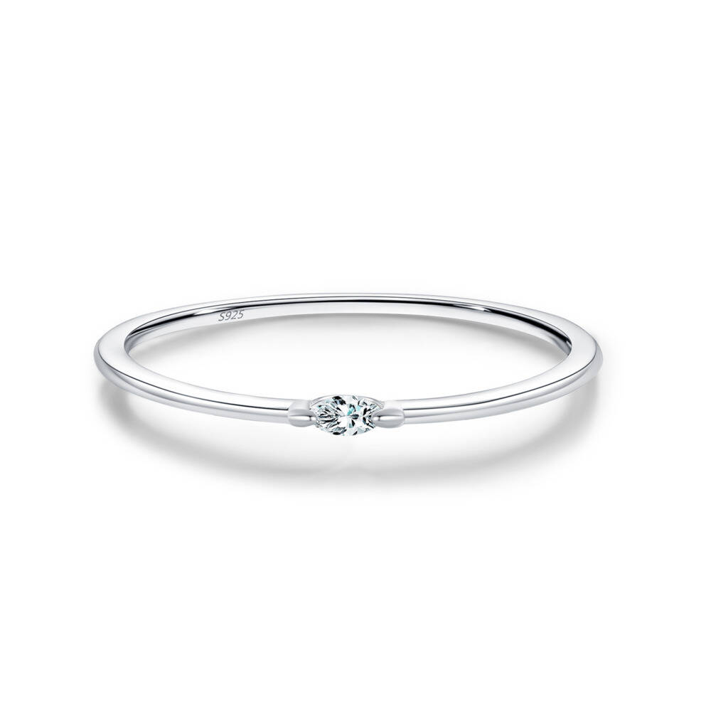 Cincin Moissanite Solitaire Ma - Minimalist Ring Stackable ulasan dan harga