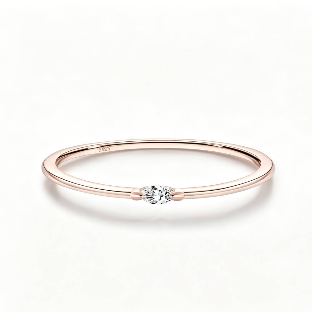 Cincin Moissanite Solitaire Ma - Minimalist Ring Stackable ulasan dan harga