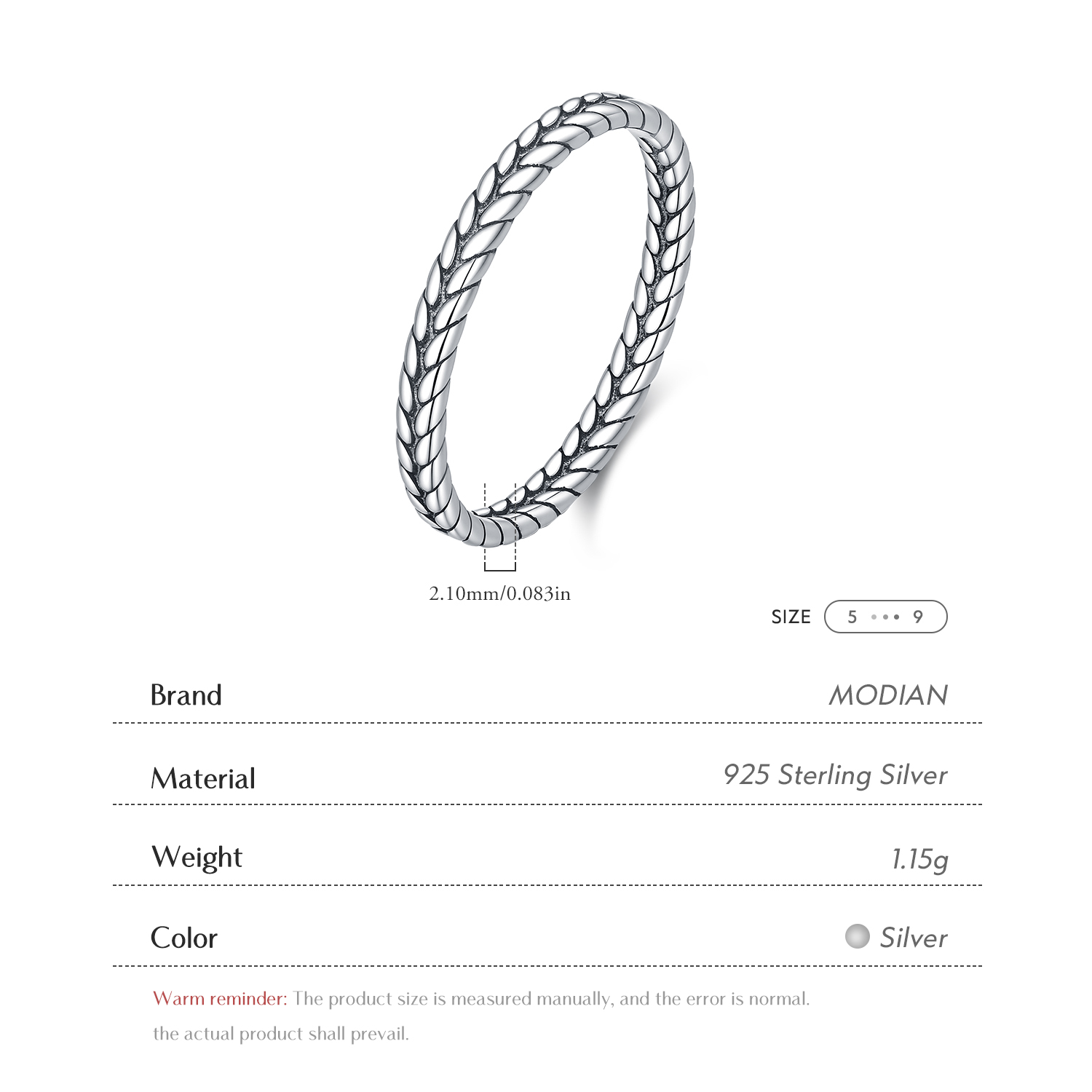 MODIAN 925 Perak Murni Cincin  - Minimalist Ring Stackable ulasan dan harga
