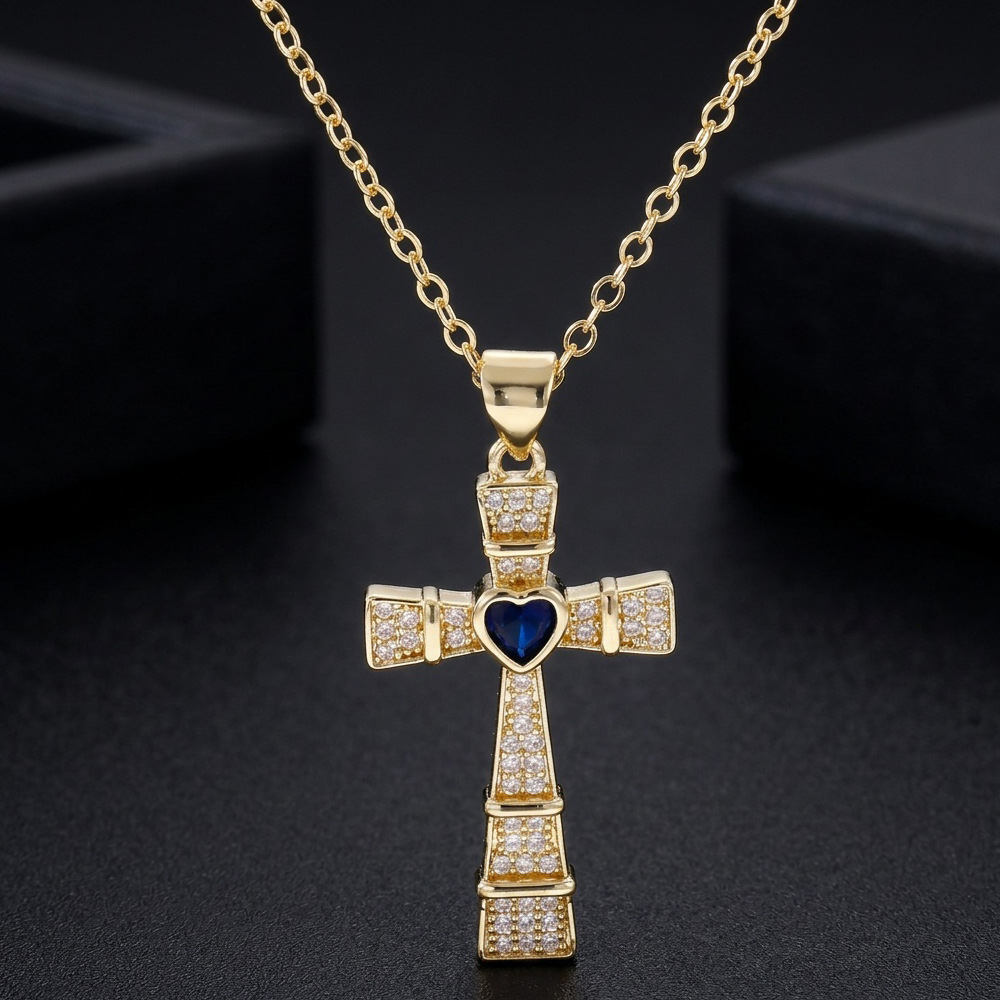 Kalung Liontin Salib Zirkonia  - Crystal Choker Necklace ulasan dan harga