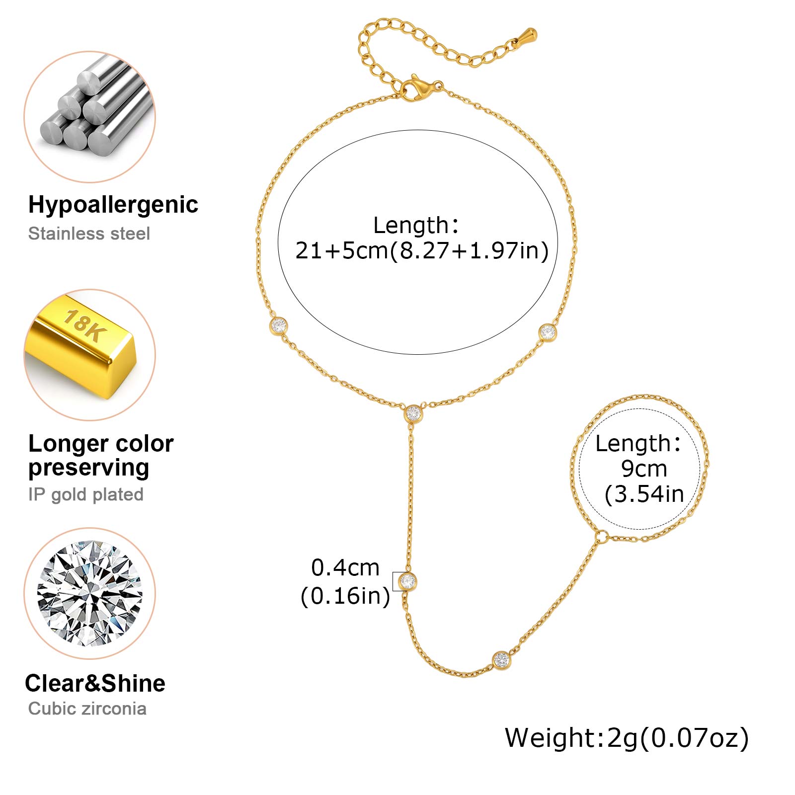 Gelang Kaki Stainless Steel CZ - Jc Jewelry & Watches ulasan dan harga
