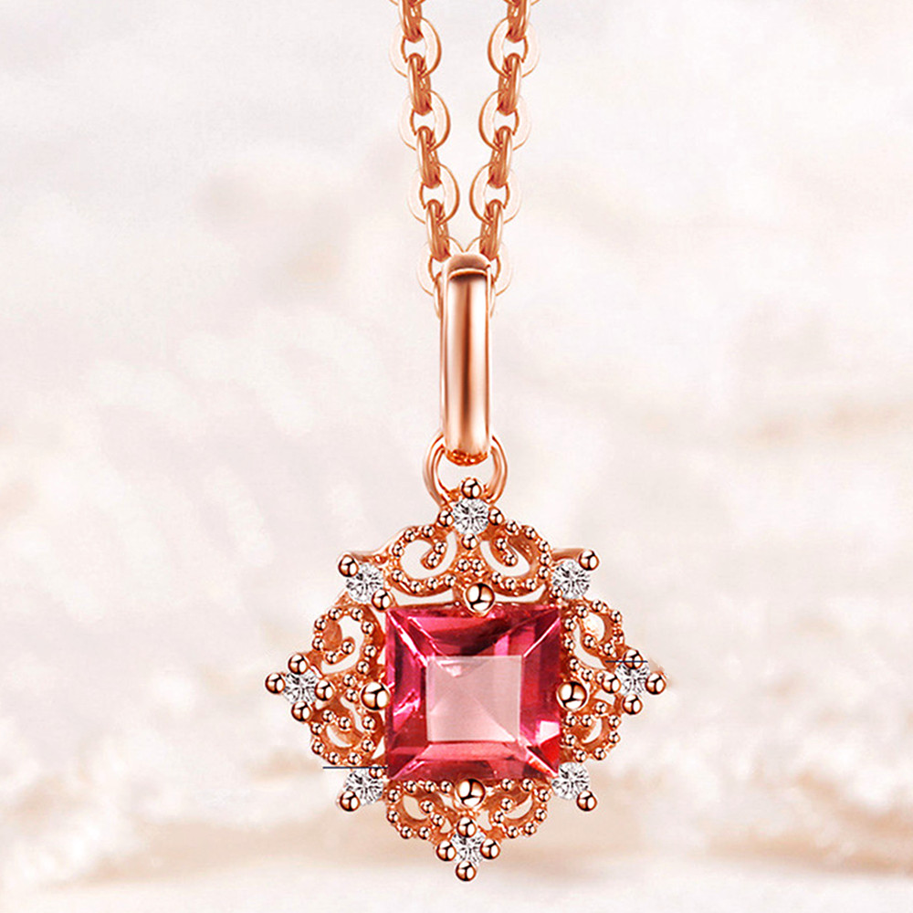 Kalung Liontin Kristal Merah B - Crystal Choker Necklace ulasan dan harga