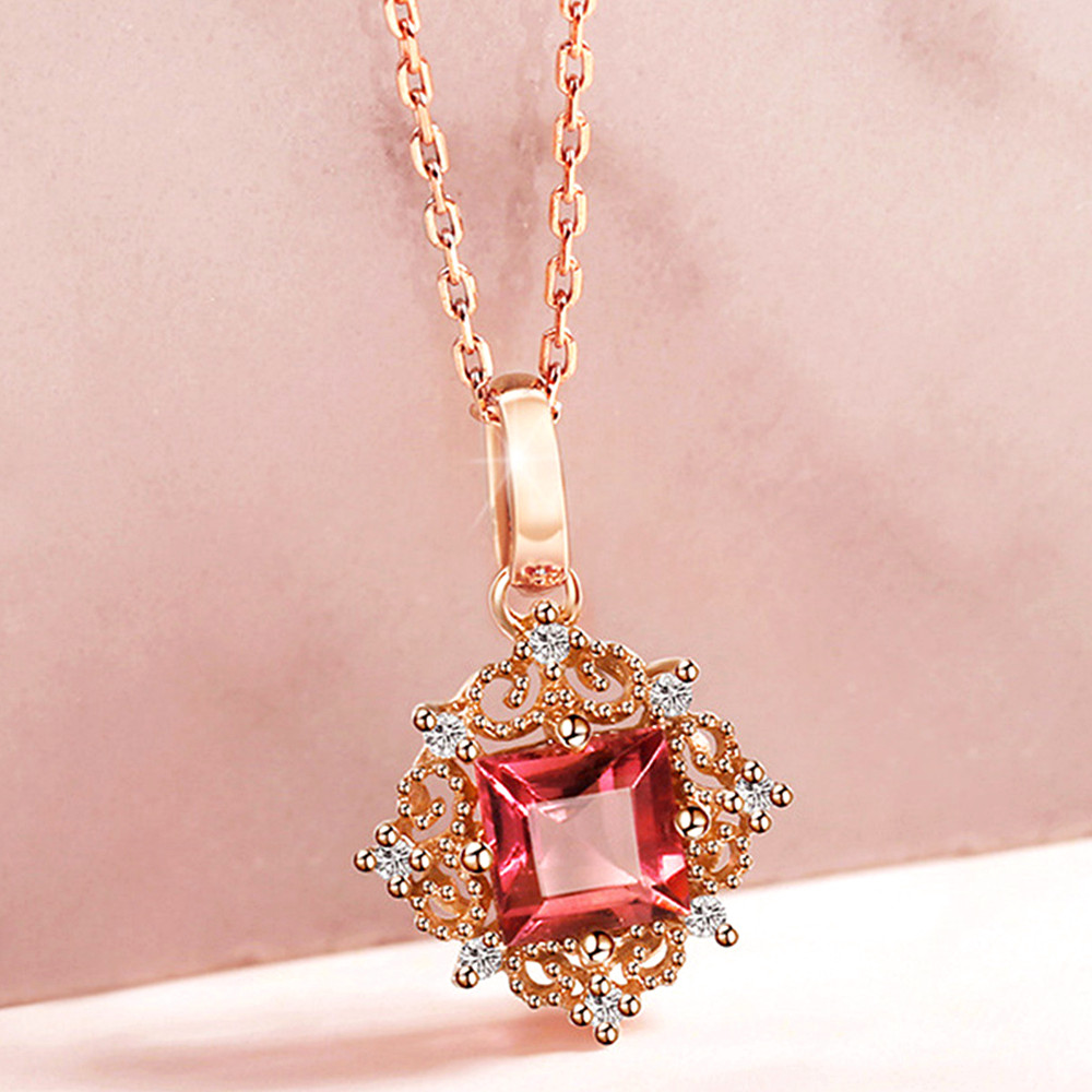 Kalung Liontin Kristal Merah B - Crystal Choker Necklace ulasan dan harga